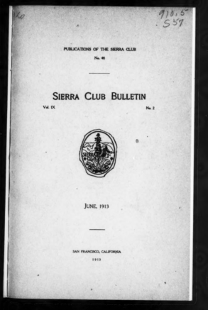 Sierra Club Bulletin 1913 Vol 9 No 2 June cover